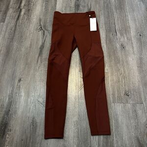 CALIA Women's Size XS PowerMove High Rise 7/8 No Seam Leggings Red Brown Wine